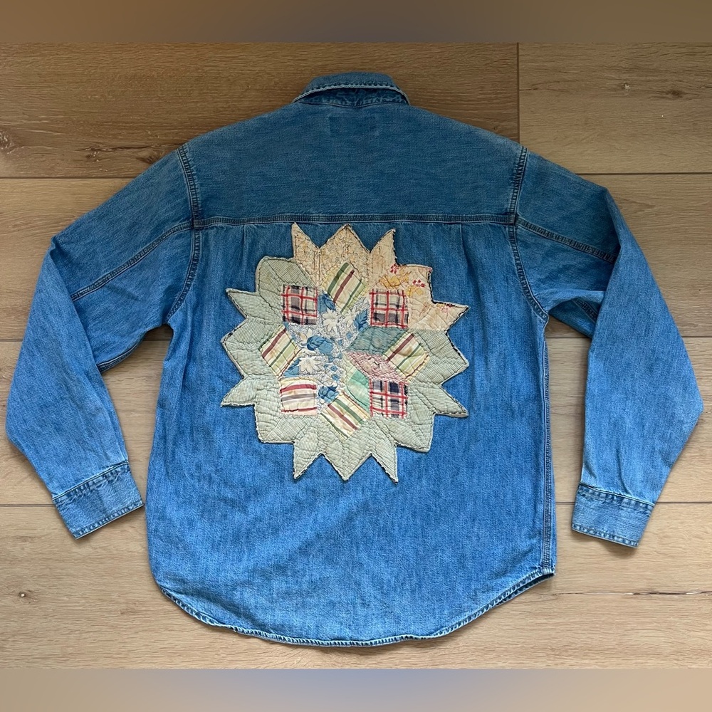 Levi’s denim shirt with Vintage quilt piece